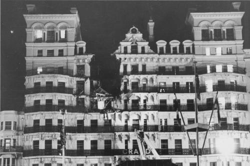 The Grand Hotel, Brighton in the aftermath of the 1984 bombing attack against Margaret Thatcher's cabinet