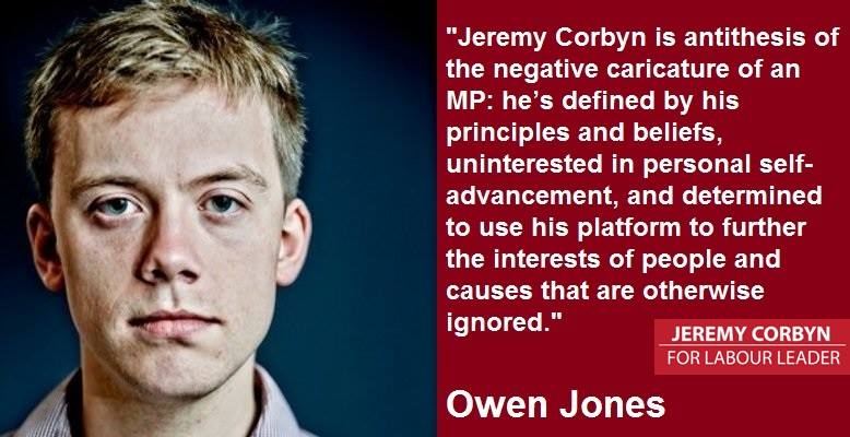 Owen Jones - young writer and political activist. Typical of Corbyn's youthful followers.....