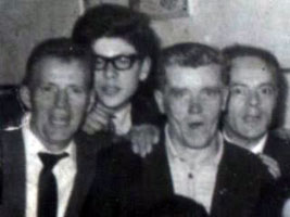 When things were simpler. A young Gerry Adams, in spectacles, poses with his uncle Liam Hannaway, Kevin Hannaway's father, who is on the extreme right. The other two are Geordie SHannon and Eddie Keenan, famous IRA men for the Forties.