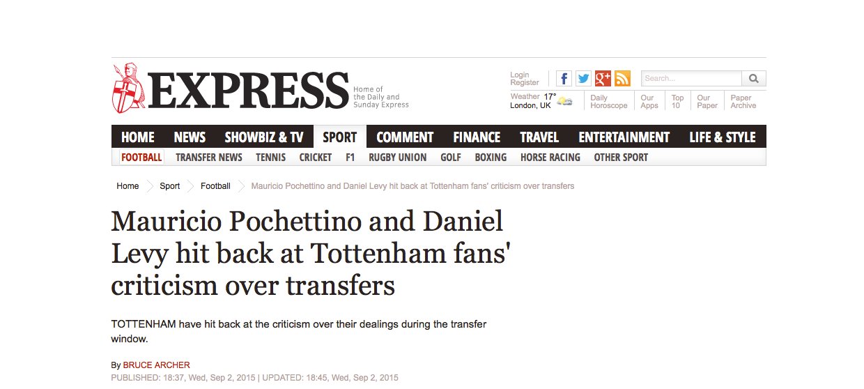 Echoing Daniel Levy, this is what he said today