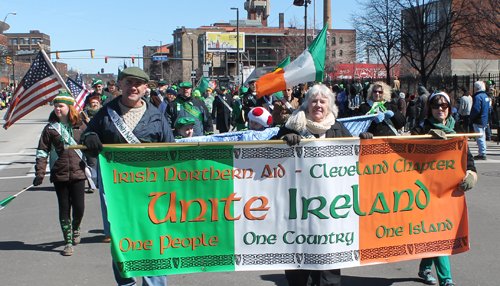 A Noraid banner is carried in Ohio